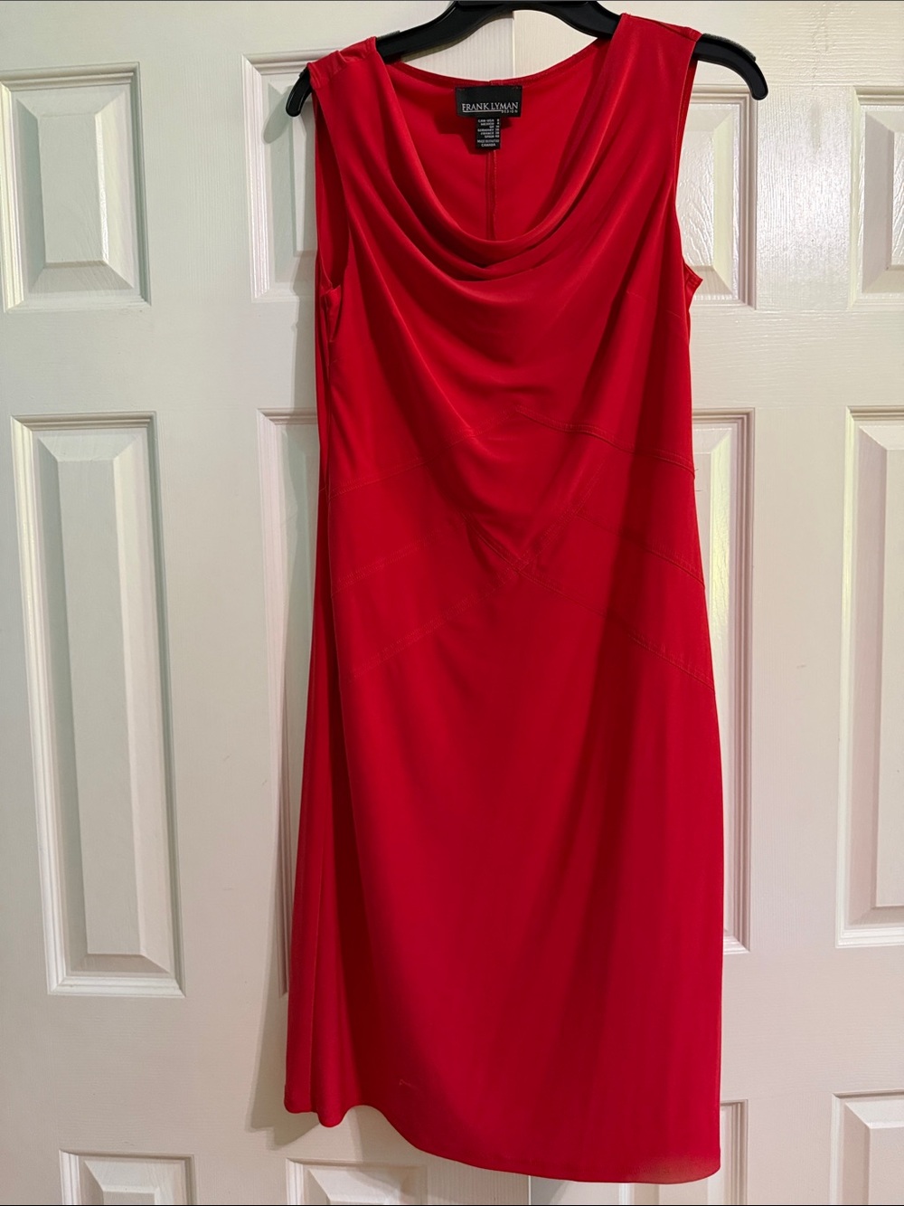 Frank Lyman Design Red Sleeveless Cowl-Neck Midi Dress